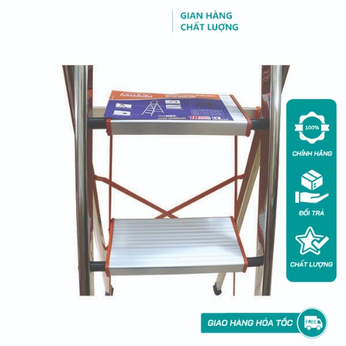 Thang Ghế Nhôm Tay Vịn 4 Bậc 1m4,Thang Nhôm Ghế Khung Inox Chắc Chắn,Bản Nhôm To - Bảo Hành Chính Hãng 12 Tháng