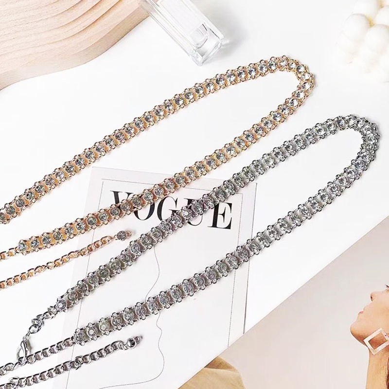 Thắt Lưng Dây Xích Dài Đính Đá Có Tua Rua Trang Trí Đầm