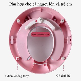 Bệ ngồi bồn cầu cho bé, bệ thu nhỏ bồn cầu cao cấp cho bé có tay vịn Gomommy