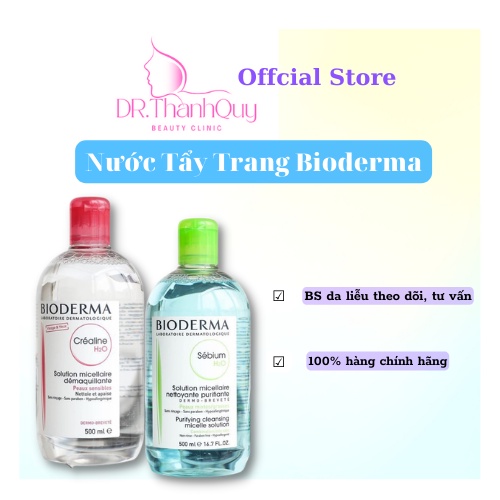 Nước tẩy trang Bioderma cho da nhạy cảm - Bioderma Sensibio + Sebium H2O (100ml & 500ml) - CHÍNH HÃNG