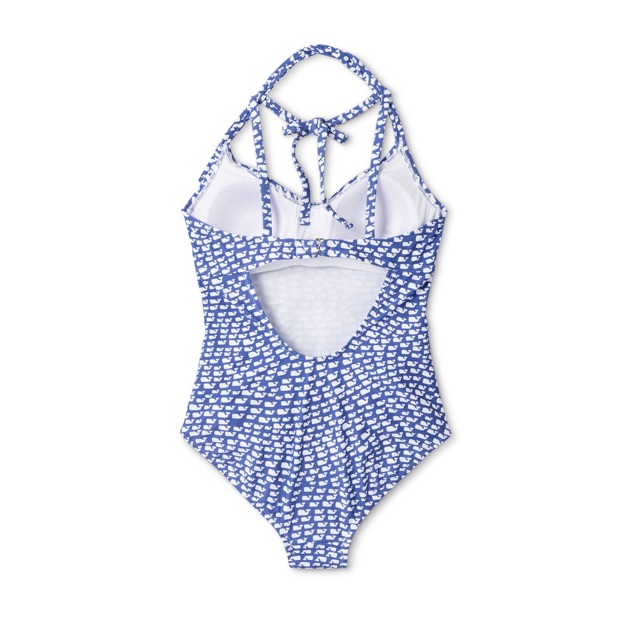 Bộ bơi, áo bơi 1 mảnh Monokini xanh kèm hoa tiết | BigBuy360 - bigbuy360.vn