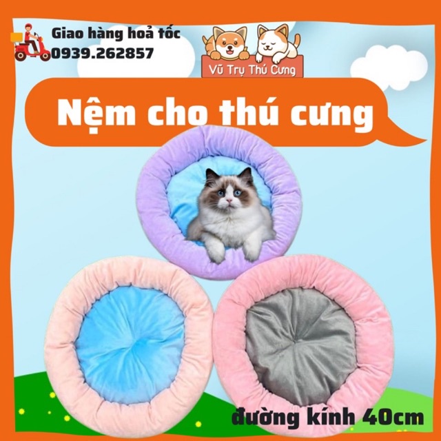 Nệm ngủ cho chó mèo giá rẻ, đệm cho thú cưng giá rẻ đường kính 40cm