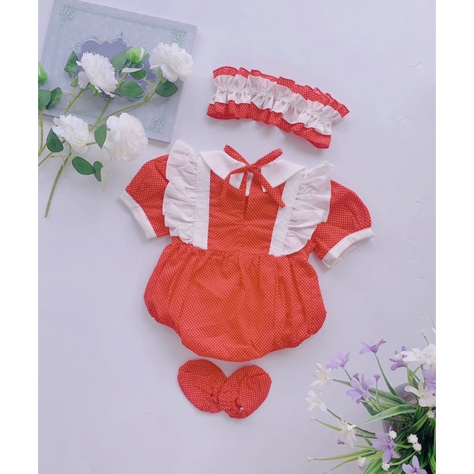 Váy công chúa Lolita đỏ cộc tay xinh xắn cho bé