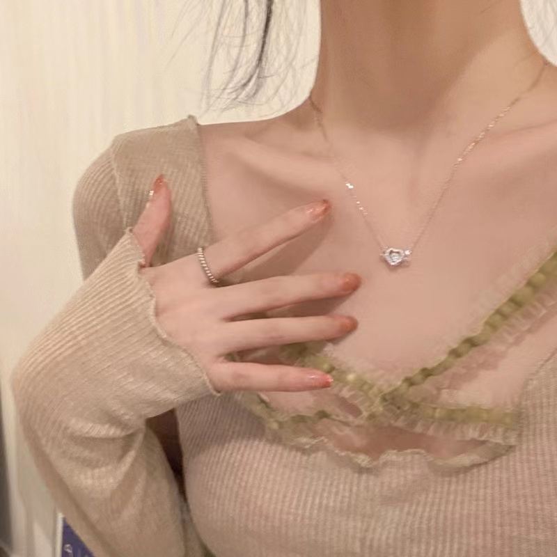 Dây Chuyền Bạc 925 Mặt Hình Trái Tim Phong Cách Thời Trang Sang Trọng