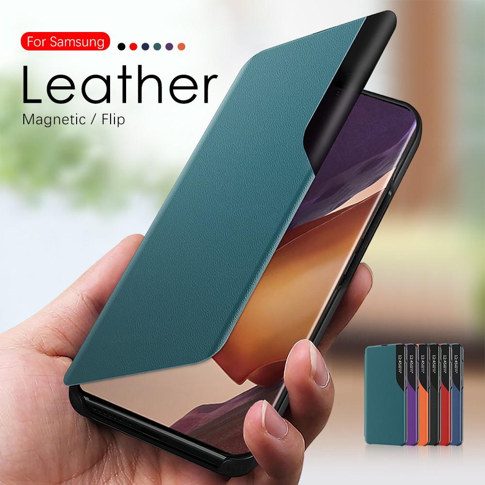 Bao Da Nắp Gập Màu Trơn Có Mặt Gương Phía Trước Cho Samsung Galaxy Note 20 Ultra Note 10 Lite Plus 9 8