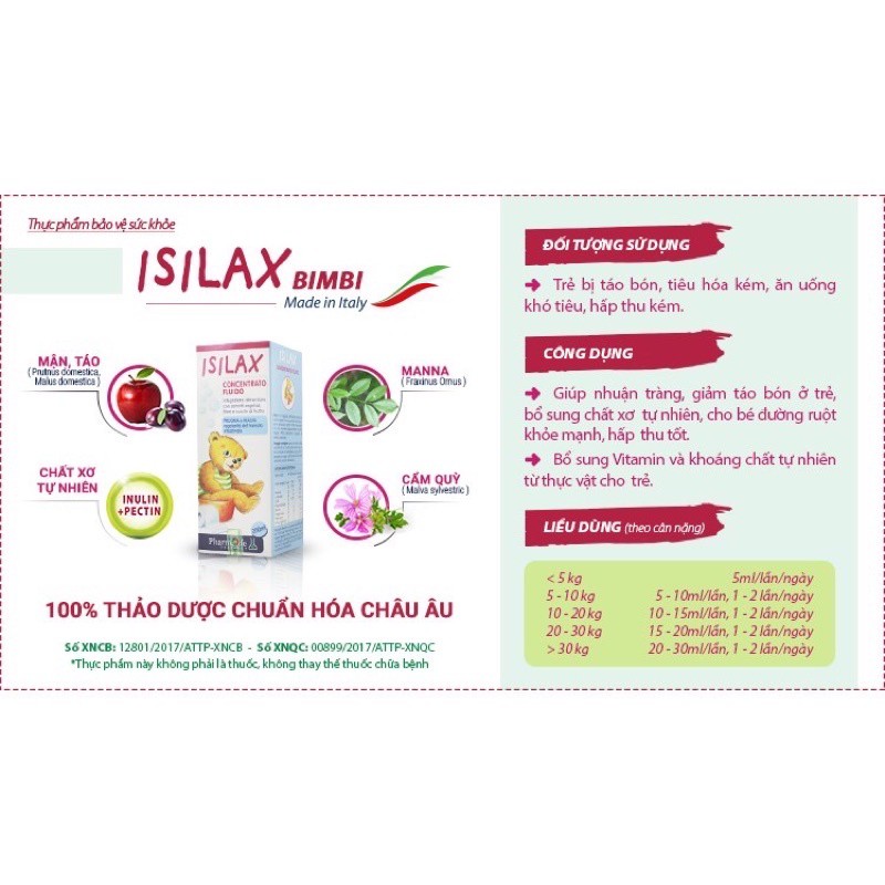 Isilax Bimbi Hỗ trợ giảm táo bón cho bé - của Fitobimbi - Nhập khẩu chính hãng từ Ý