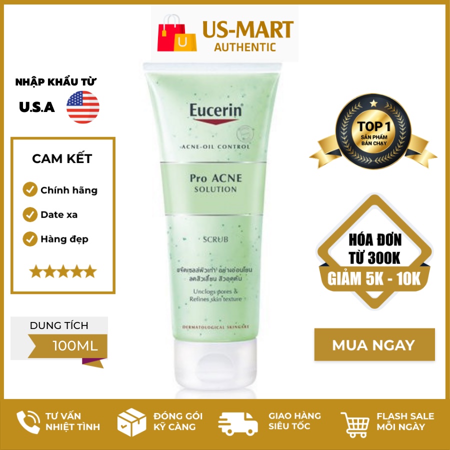 (AUTH) Tẩy Tế Bào Chết Eucerin Dành Cho Da Mụn Pro ACNE Solution Scrub 100ml