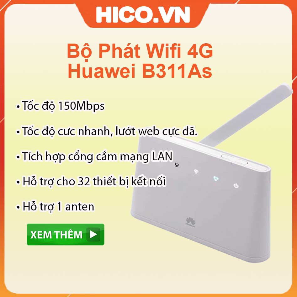 ♛✒Bộ Phát Wifi 3G 4G Huawei B311 Tốc Độ Cao - Có Cổng Lan Hỗ Trợ 32 Thiết Bị Kết Nối Chuyên Lắp Xe Khách