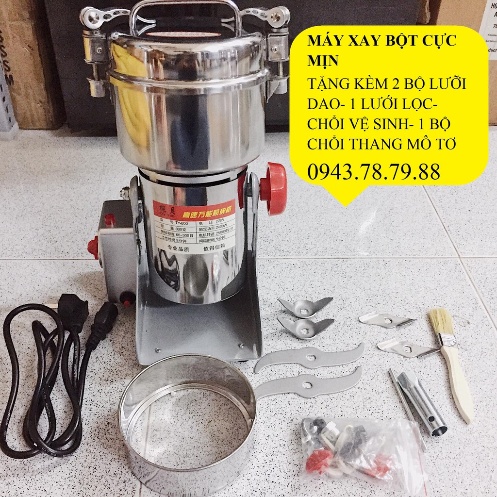 Máy nghiền bột siêu mịn chuyên dụng làm ngũ cốc; làm bột dược liệu siêu hot 800g+ tặng kèm phụ kiện