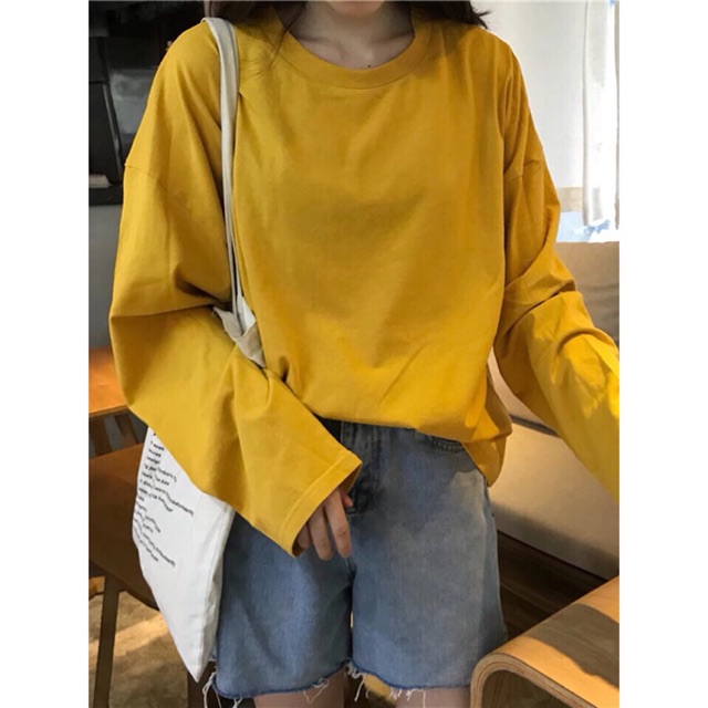(Xả sốc lẻ màu) Áo Thun Cotton Tay Dài Form Rộng Màu Trơn LIKANO AT15 | BigBuy360 - bigbuy360.vn