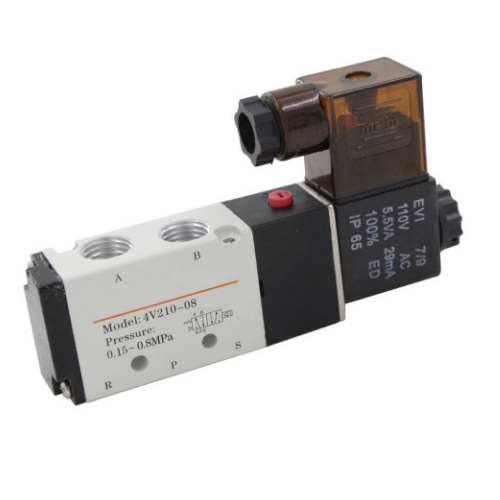 Van điện từ khí nén 5/2 4V210-08 24VDC, 220V (1 cuộn hút)