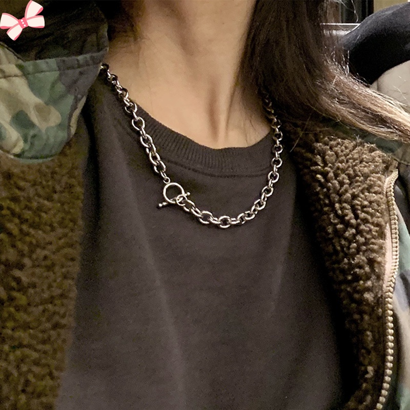 Vòng cổ Ngắn Bằng Thép Titan Không Gỉ Phong Cách Hip Hop Harajuku Dành Cho Nam Và Nữ