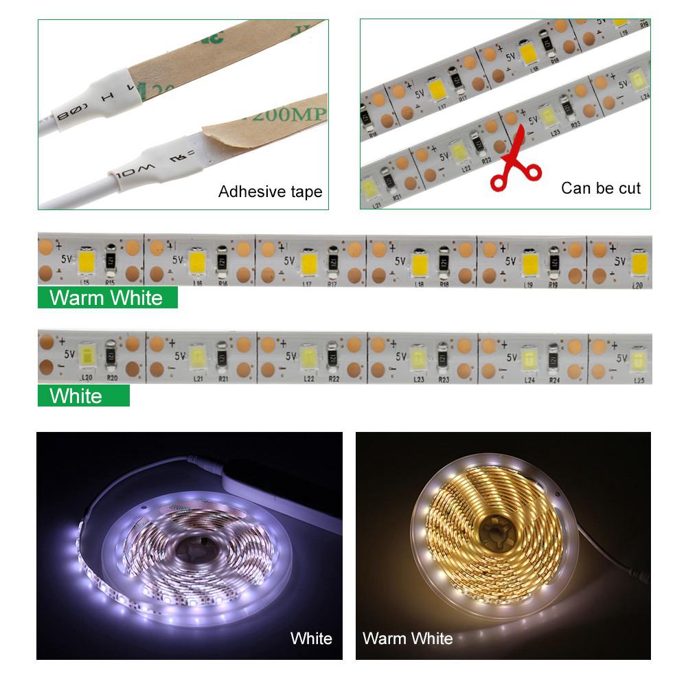 5V 2835 LED Strip with PIR Motion Sensor Switch Controller Bedroom Night Light