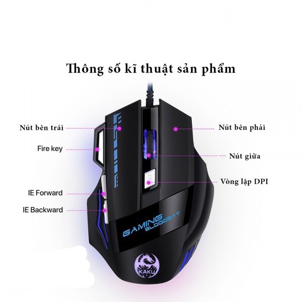 CHÍNH HÃNG  CHUỘT QUANG CÓ DÂY Gaming Kaku KSC 568 FULLBOX - bảo hành 3 tháng