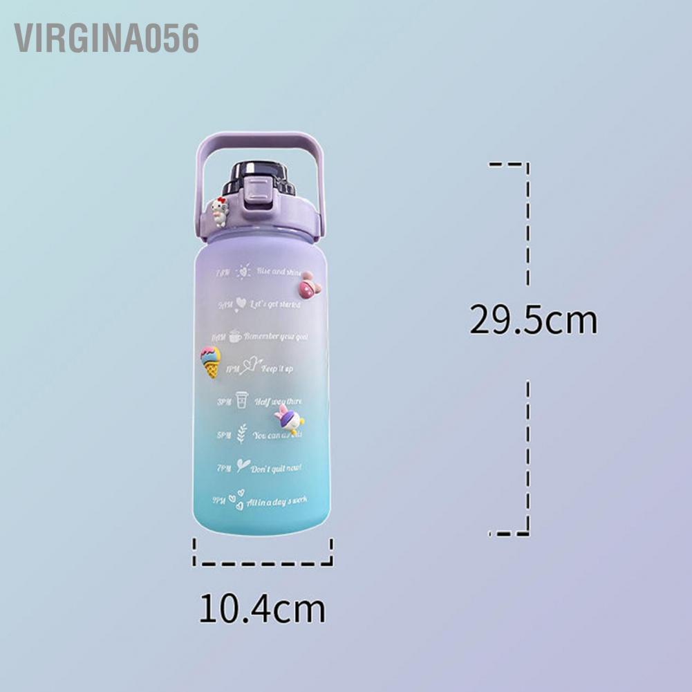 Hàng Hot Chai nước tạo động lực lớn 2000 ML Quy mô di động Ấm đun nước thể thao Gradient Màu cốc nhựa Chữ Sippy Hàng giao ngayVirgina056