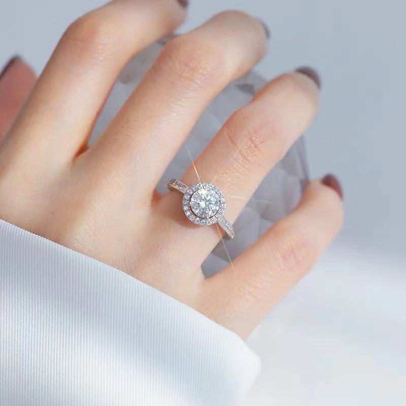 Nhẫn cưới nữ mạ bạc 925 thời trang đính đá Zircon có thể điều chỉnh
