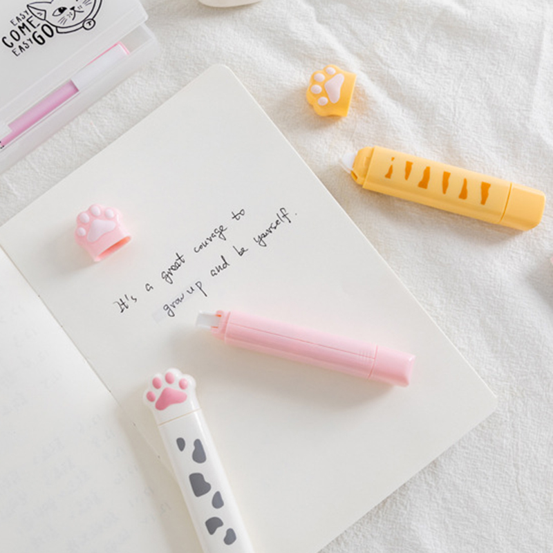 (Hàng Mới Về) Bút Xóa Kéo Hai Đầu Hình Dấu Chân Mèo Đáng Yêu