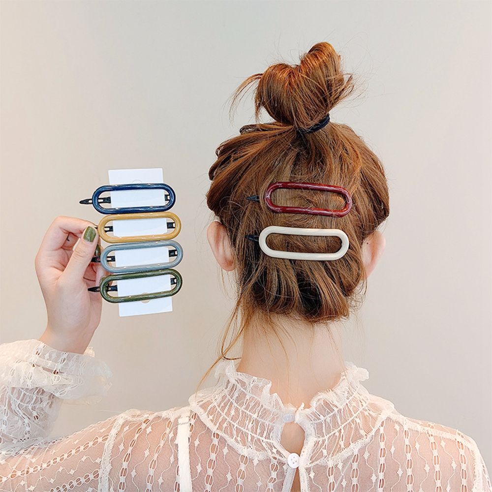 Kẹp Tóc Mỏ Vịt Hình Oval Bằng Nhựa Resin Màu Kẹo Ngọt Dễ Thương Cho Nữ