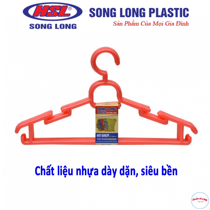 Combo 10 móc nhựa treo quần áo Song Long dày dặn cỡ trung br00476