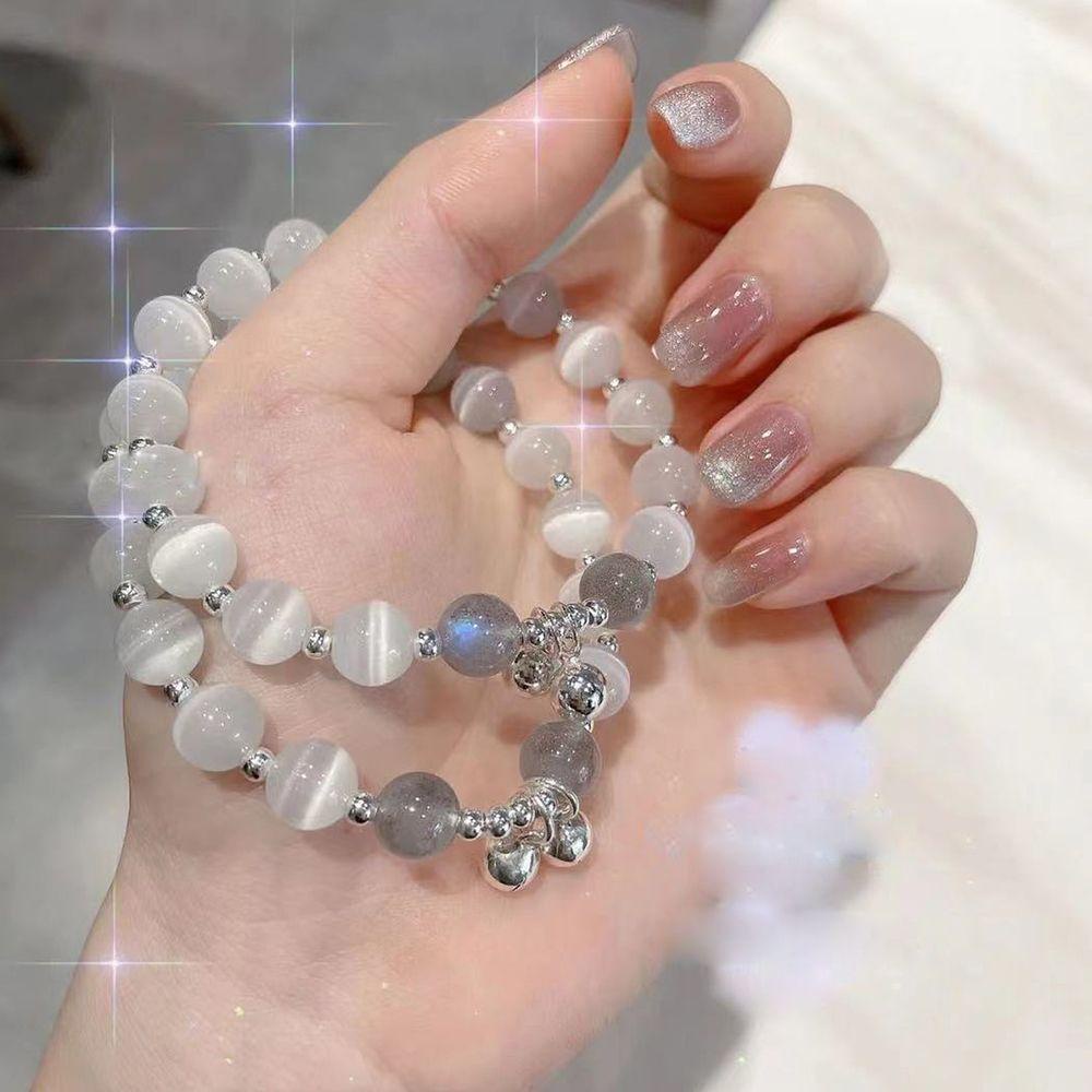 Vòng Tay Chuỗi Hạt Tròn Đính Chuông May Mắn Cho Nữ