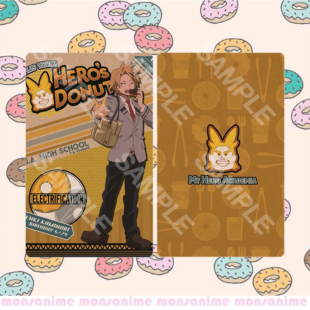 Ảnh card bo góc in hình BOKU NO HERO ACADEMIA Bánh Vòng ver DONUT Học Viện Anh Hùng thẻ bo viền 5*8cm #