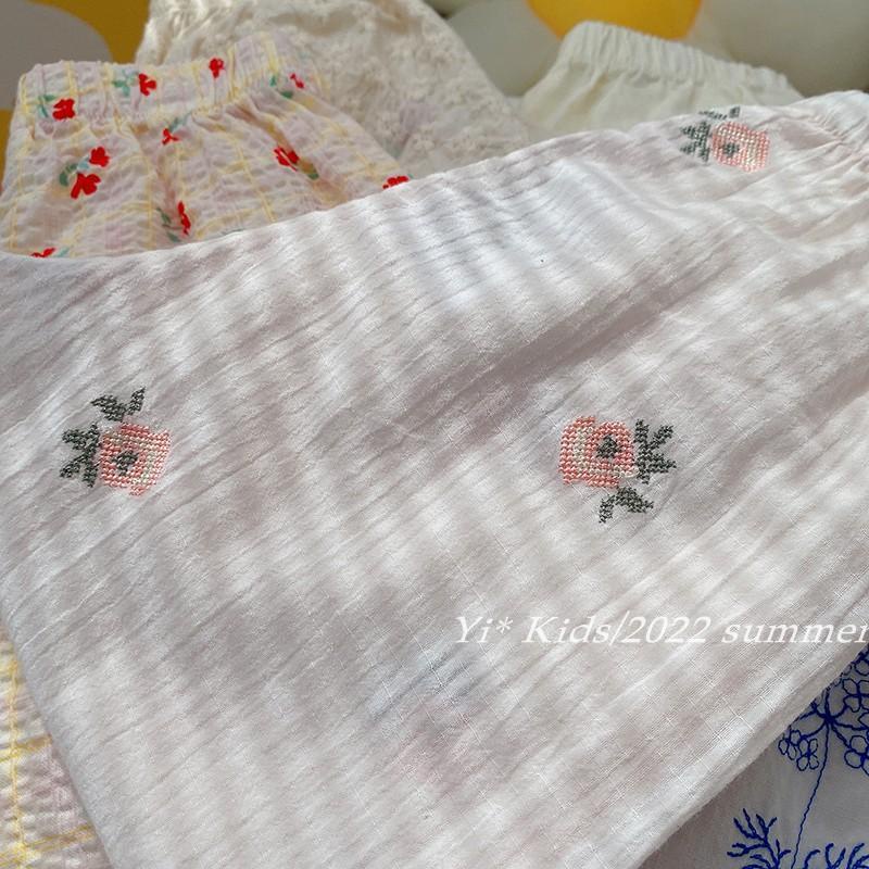 [Babycat] Hàng Có Sẵn Bán Chạy Quần Cotton Dáng Rộng Thêu Hoa Siêu Nhẹ Chống Muỗi Phong Cách Nhật Hàn Mới Cho Bé Gái Ngoài Trời