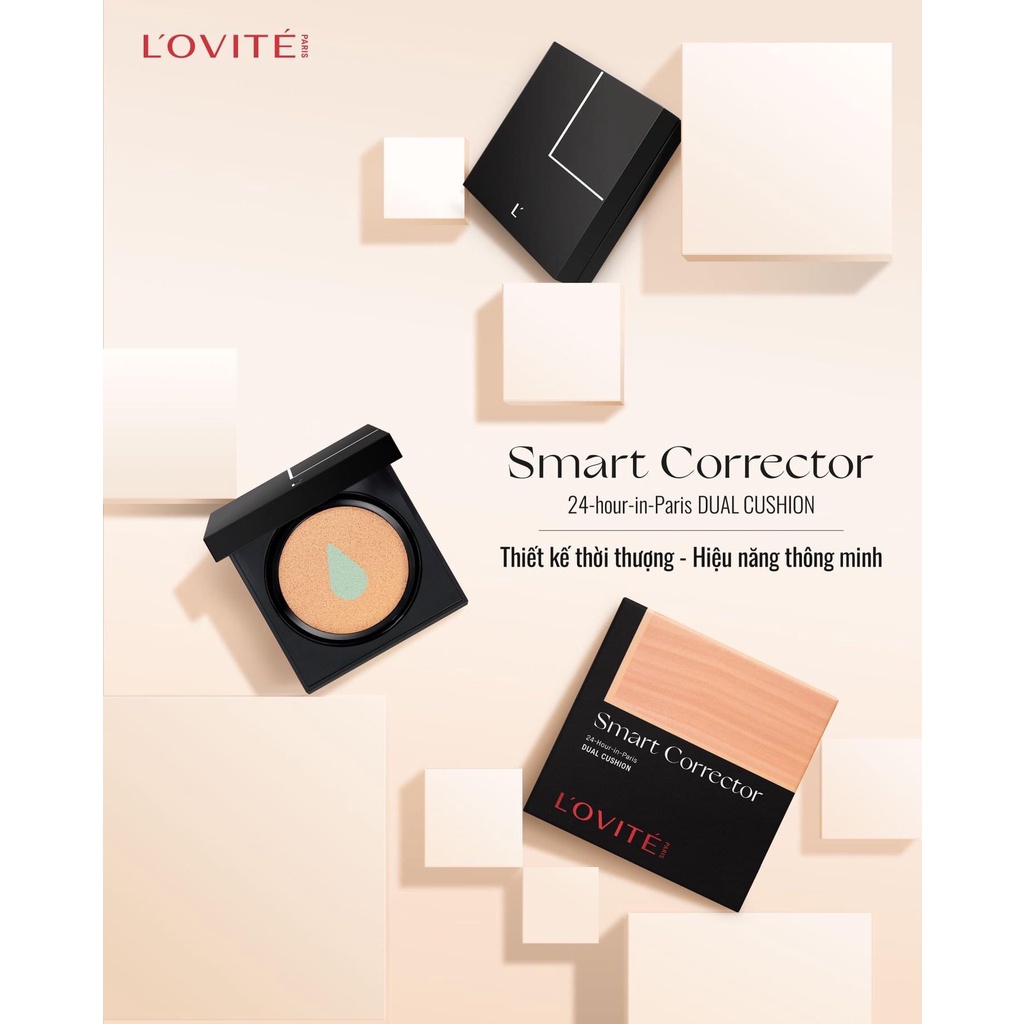 Phấn Nước Đa Chức Năng L’ovité Smart Corrector 24-Hour-In-Paris Dual Cushion | BigBuy360 - bigbuy360.vn