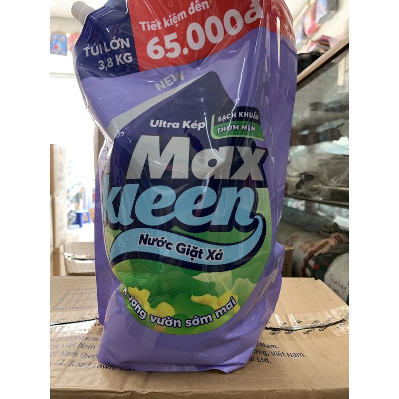 Túi nước giặt xả Maxkleen Hương Vườn Sớm mai 3,8kg