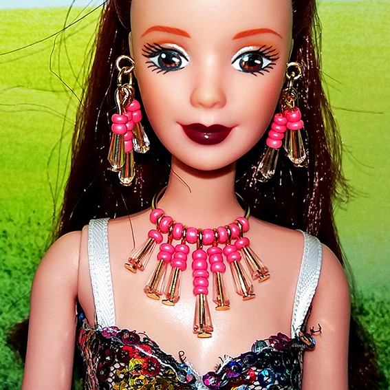 Bộ Trang Sức Búp Bê Barbie - Vòng cổ, Hoa Tai Búp bê Handmade Pha lê #12