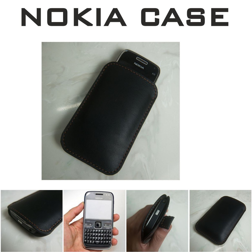 Bao da cho các dòng Nokia bàn phím QWERTY màu đen, đồ da thủ công chất liệu da bò thật nhập khẩu - ASBD01005
