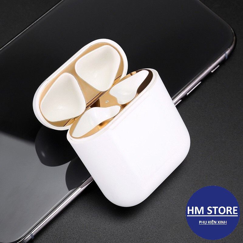 Miếng dán bảo vệ bằng kim loại mạ vàng siêu mỏng chống bụi cho tai nghe AirPods 1, 2 và Pro