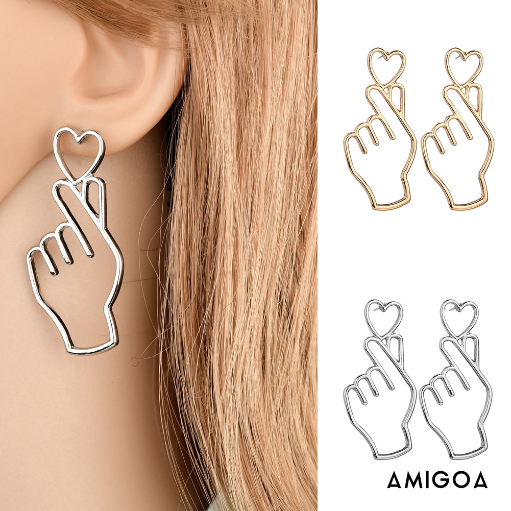 Bông Tai Kim Loại Hình Trái Tim Xinh Xắn Cho Nữ