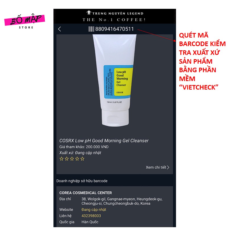Sữa Rửa Mặt Cosrx Low pH, Acid Salicylic Hàn Quốc 150ml