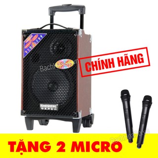 Loa kéo di động Q8S bass 2 tấc thùng gỗ - Tặng kèm 2 Micro không dây hát nhẹ