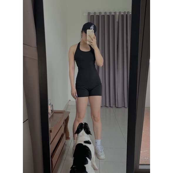 jumpsuit cổ yếm thun gân