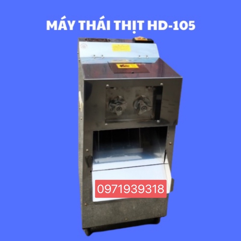 Máy Thái Thịt Công Nghiệp HD105 Thay Được Dao Máy Cắt Thịt Tươi Sống Công Suất 2.2kw Inox Cỡ Dao.