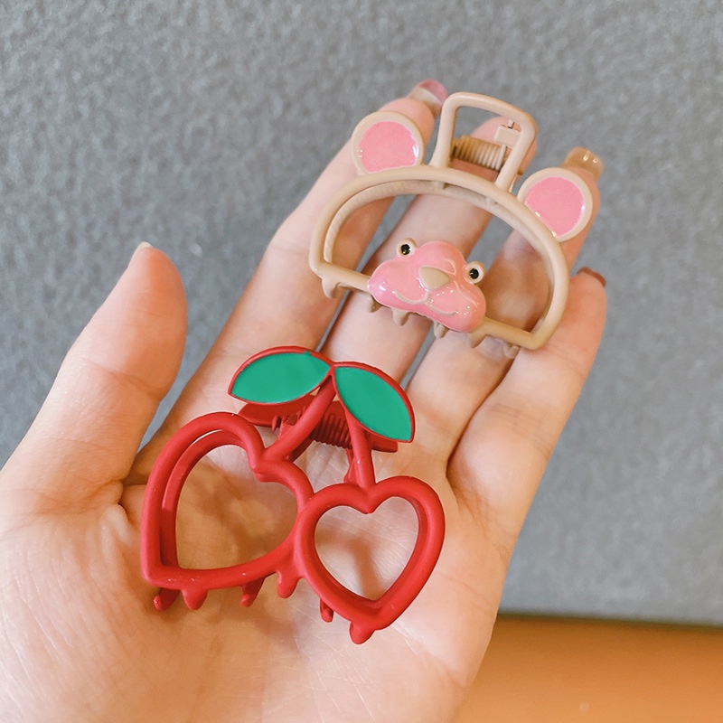 Kẹp tóc hình chú gấu màu hồng dễ thương phong cách Hàn Quốc thời trang cho nữ 2021