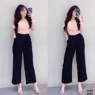 Quần ống sớ khuy cúc chất tuyết mưa