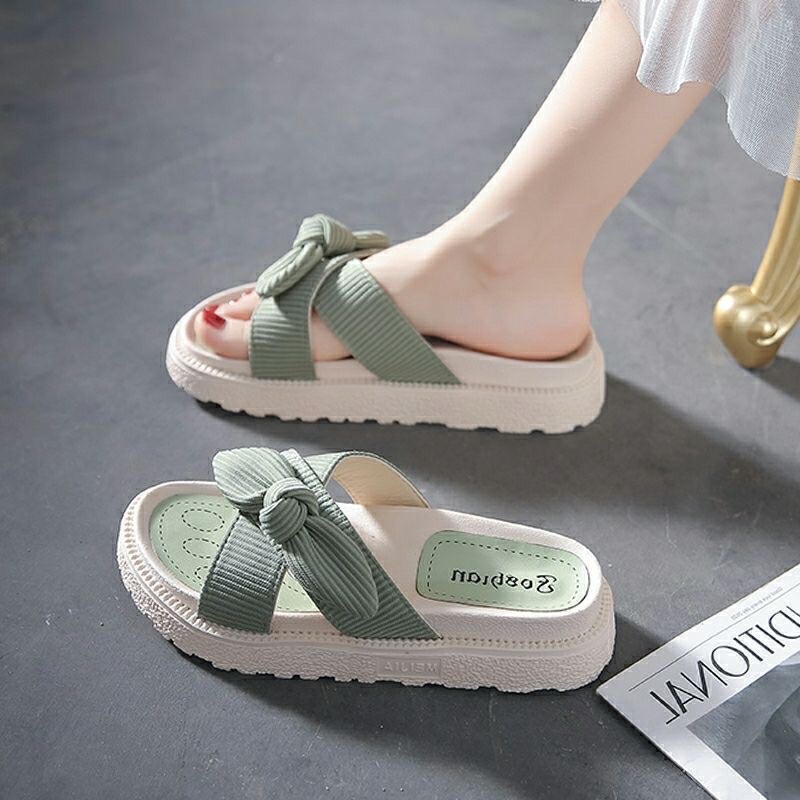 SANDAL ĐẾ BẰNG NƠ XOẮN -DÉP BÁNH MÌ