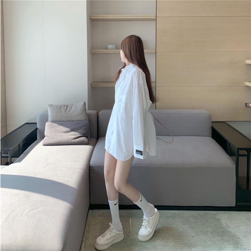 Áo sơ mi nữ tay dài dáng rộng thời trang phong cách Hàn Quốc