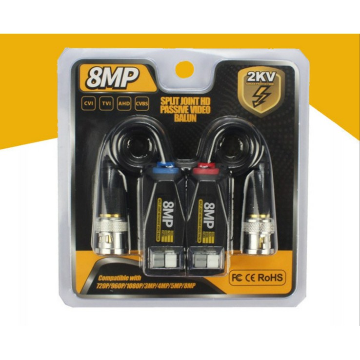 Video balun 8MP cho camera giám sát có mạch chống sét