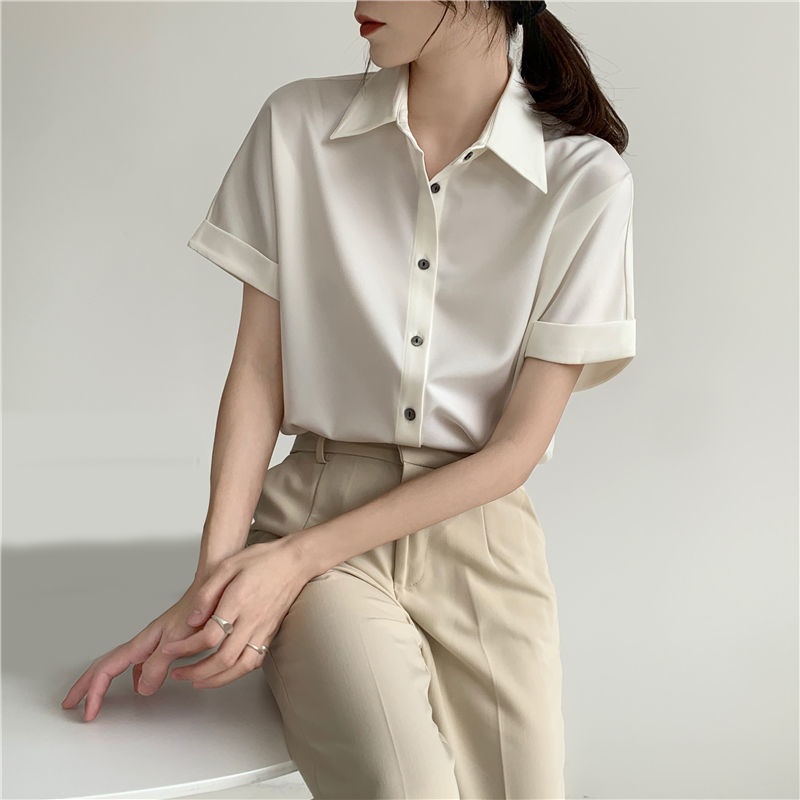 Áo Sơ Mi Chiffon Ngắn Tay Màu Trắng Thời Trang Cho Nữ