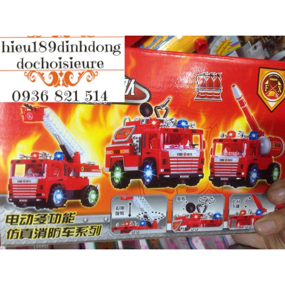 Xe cứu hỏa chạy pin có nhạc có đèn (ảnh thật) (Khách hàng chat chọn mẫu hoặc shop gửi mẫu ngẫu nhiên)