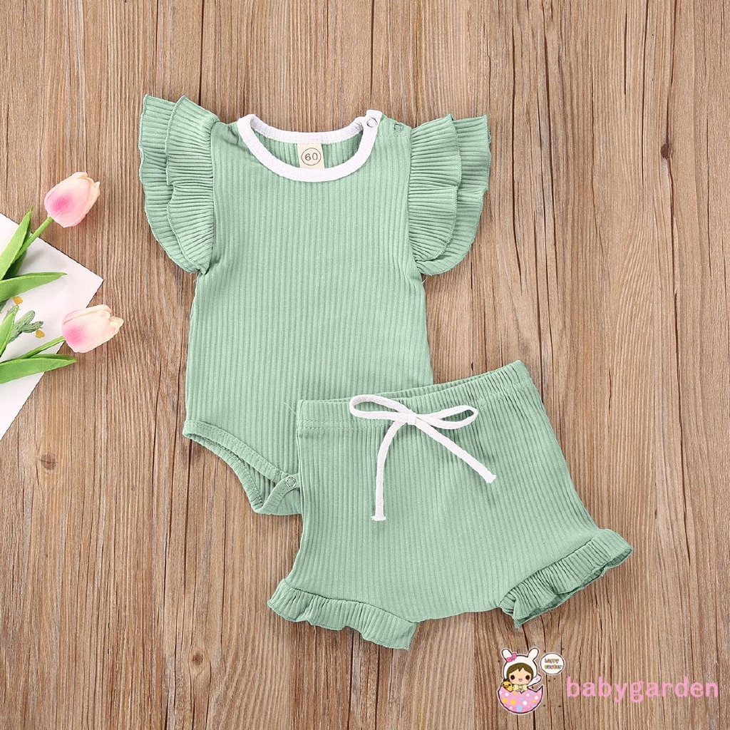 Áo Liền Quần + Quần Short Cho Bé Gái Từ 0-18 Tháng Tuổi