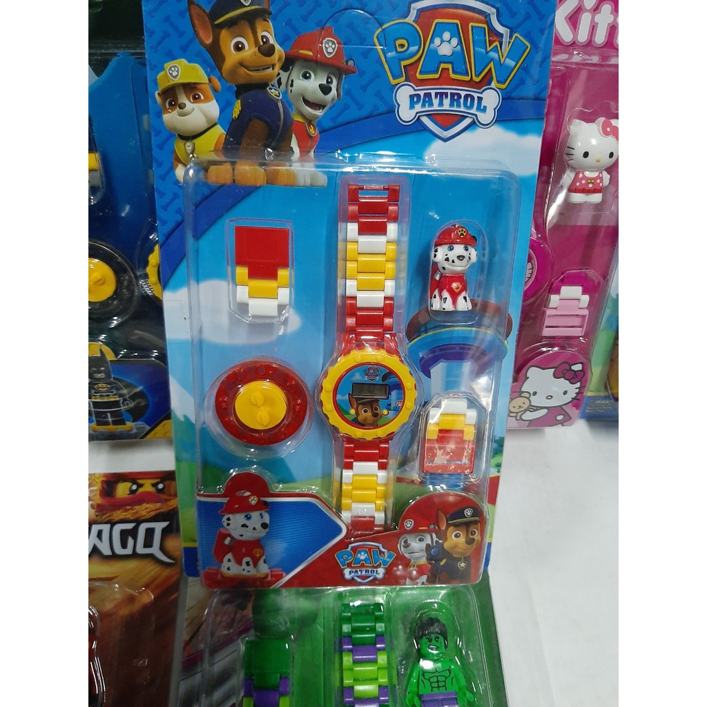 Đồng hồ điện tử lắp ráp Hello Kitty,Ninijago,Chó Cứu Hộ,Batman,Ngựa Pony,Bé Lol,Hulk