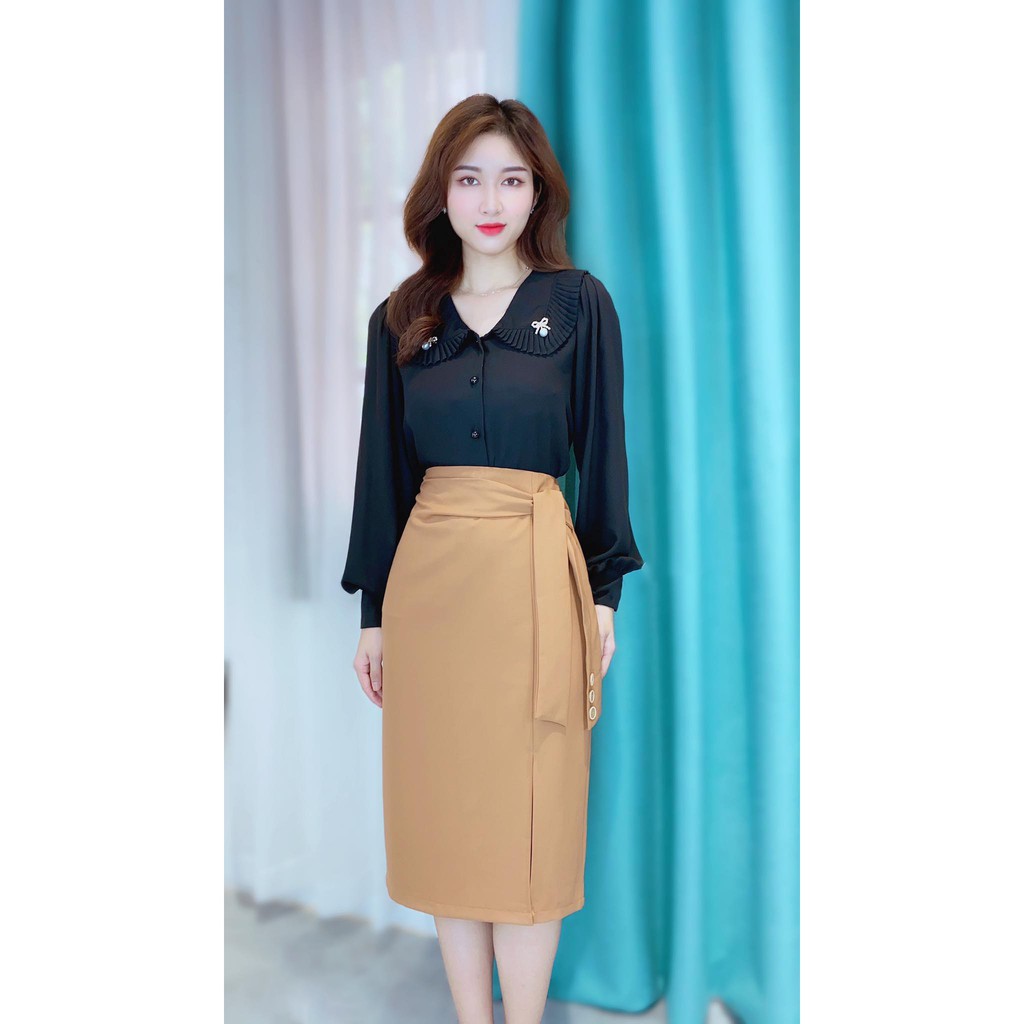 Chân váy bút chì công sở kiểu cột xẻ 1 bên CHUU CV6122