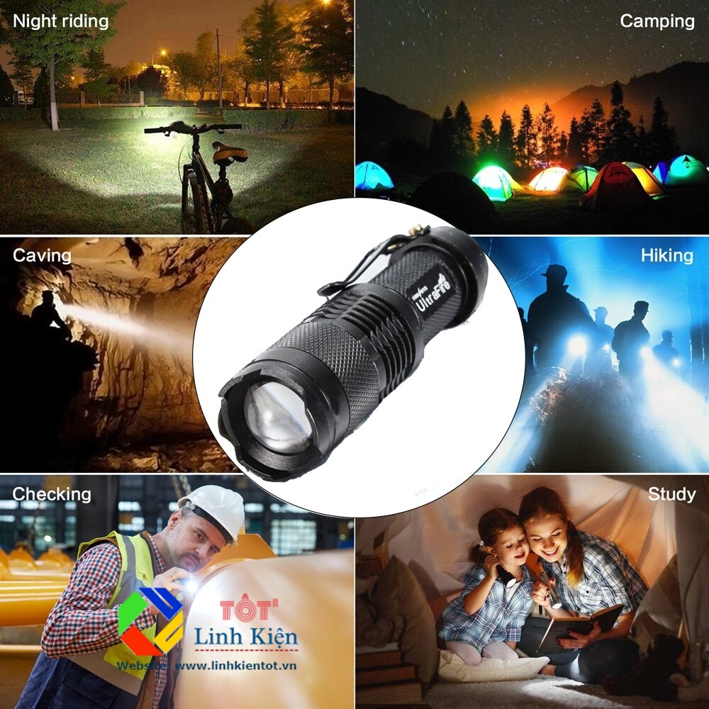 [Siêu sáng] Đèn pin XML-T6 siêu sáng, loại tốt, chống nước dùng pin 18650