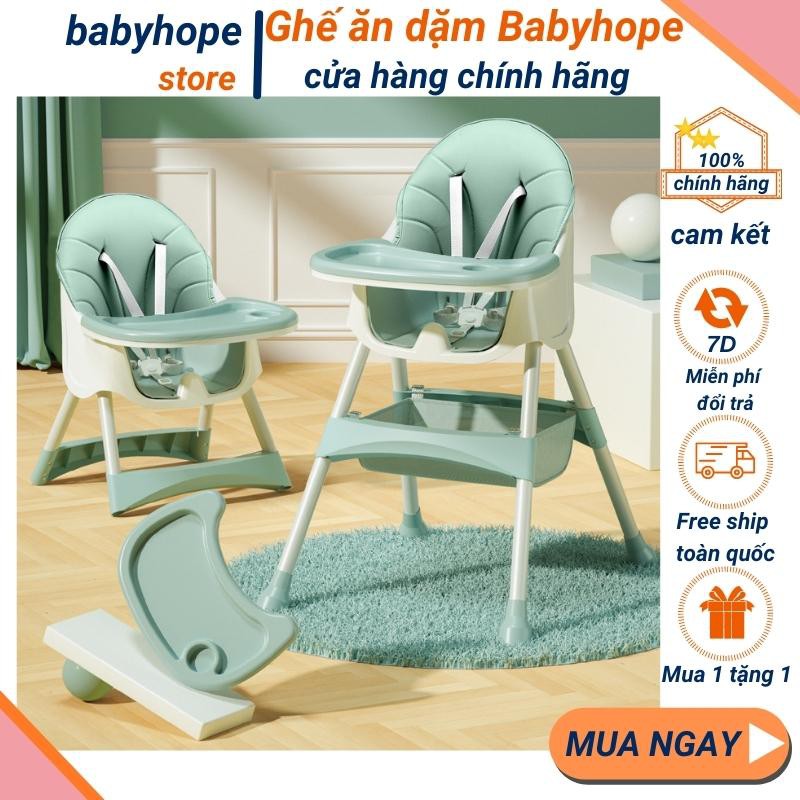 Ghế ăn dặm cho bé đa năng cao cấp Babyhope thiết kế chân điều chỉnh độ cao kèm mặt bàn dành cho bé từ 6 tháng chịu lực t