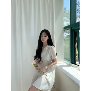 ĐẦM VOAN VINTAGE EO CHUN THẮT NƠ LƯNG ( CÓ SẴN )