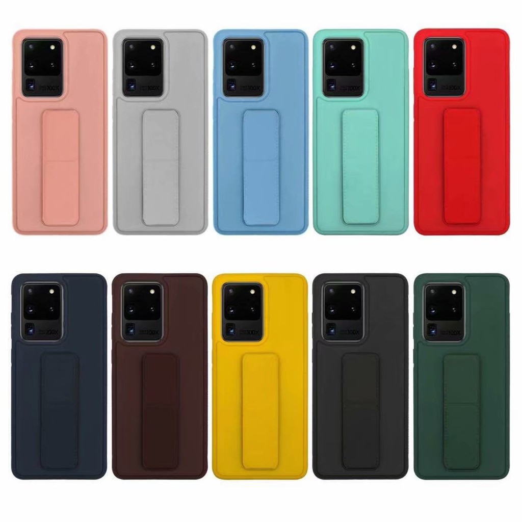 Candy Color Samsung Galaxy Note 20 Ultra Silicone+PC Case With Holder Ốp lưng  A51 A71 A11 A42 M51 S20 FE Note 10 Plus Mobile Phone Cover